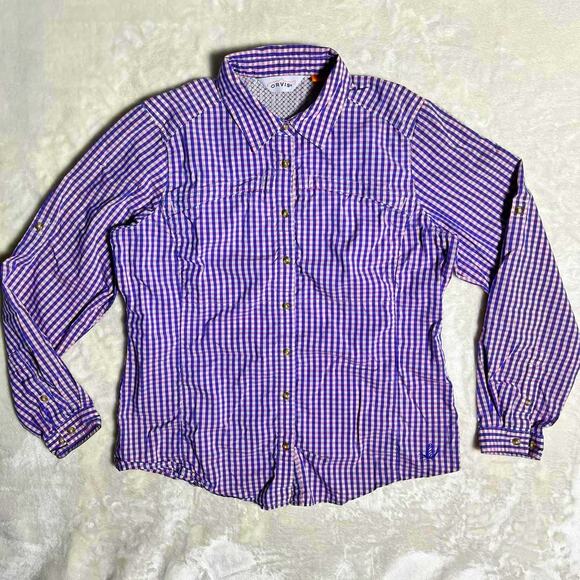 Orvis Performance Button Up Womens Medium Vented Hiking Shirt Pastel Purple Pink - Picture 3 of 10